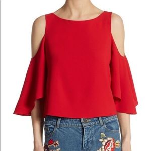 Alice + Olivia Red Cold Shoulder Top. Size 6